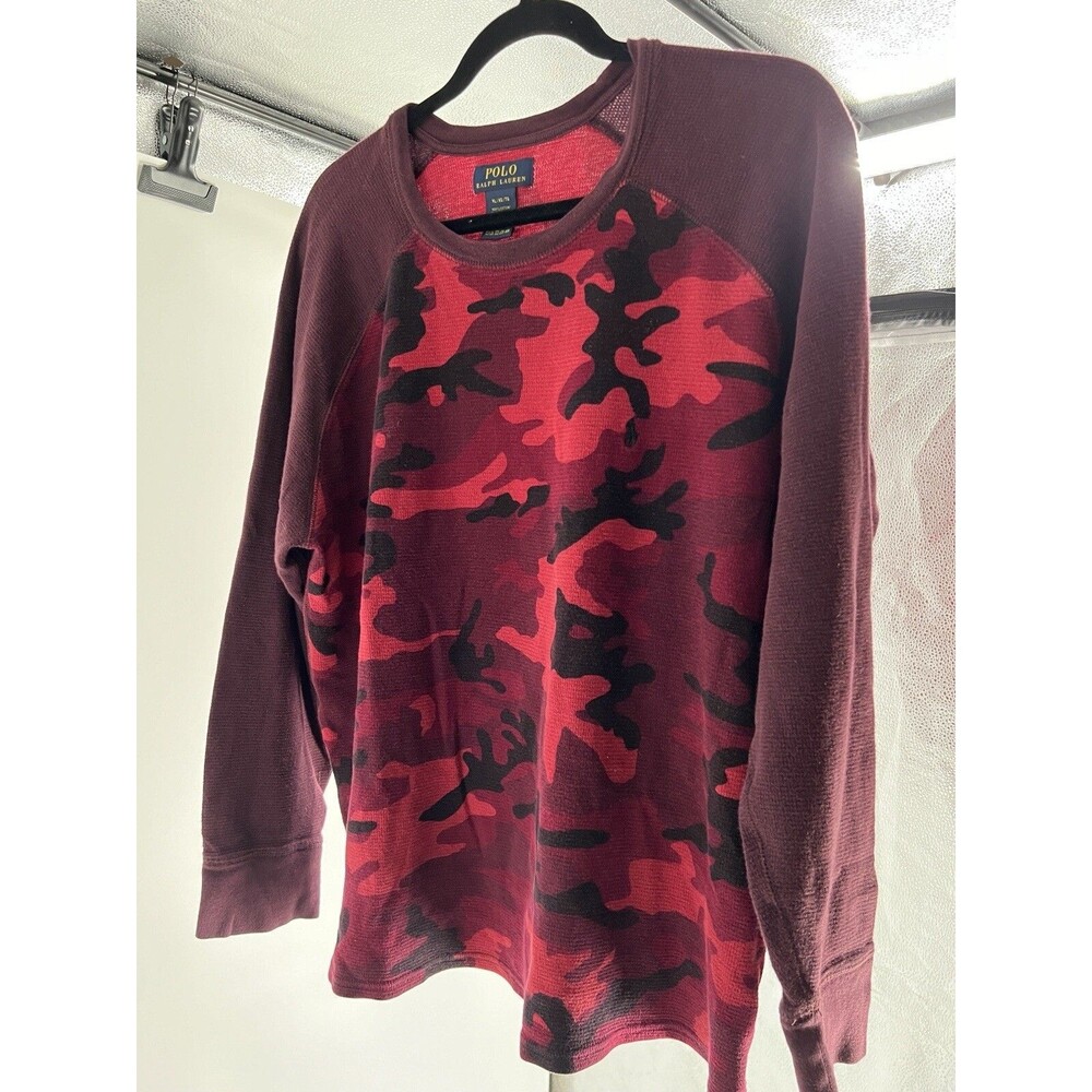 mens size xl shirt Polo Ralph Lauren Long Sleeve Thermal Camo Red top